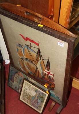 Lot 1128 - A woolwork inset firescreen; one other; and...