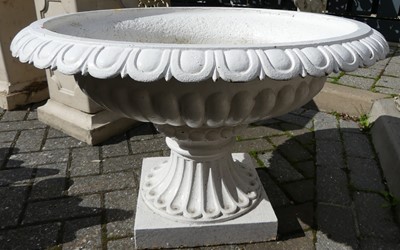 Lot 1531 - A large white painted cast iron squat pedestal...