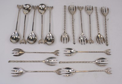 Lot 318 - A set of five continental silver teaspoons,...