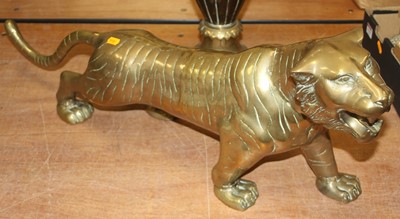 Lot 671 - A large brass model of a tiger, length 76cm;...