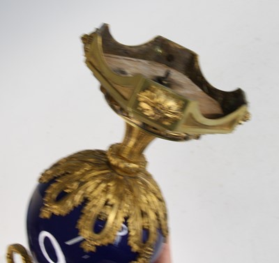 Lot 2046 - A French blue porcelain and gilt metal mounted...