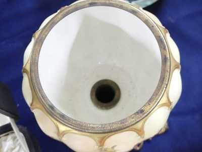 Lot 2042 - A Royal Worcester oil lamp, circa 1893, the...