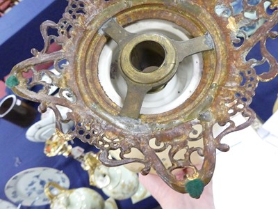 Lot 2042 - A Royal Worcester oil lamp, circa 1893, the...