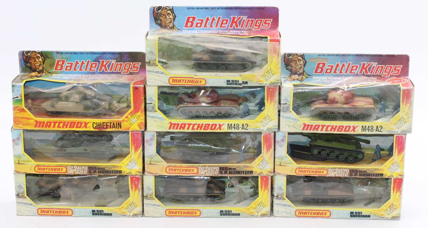 Lot 1424 - Matchbox Lesney Battle Kings boxed model group...