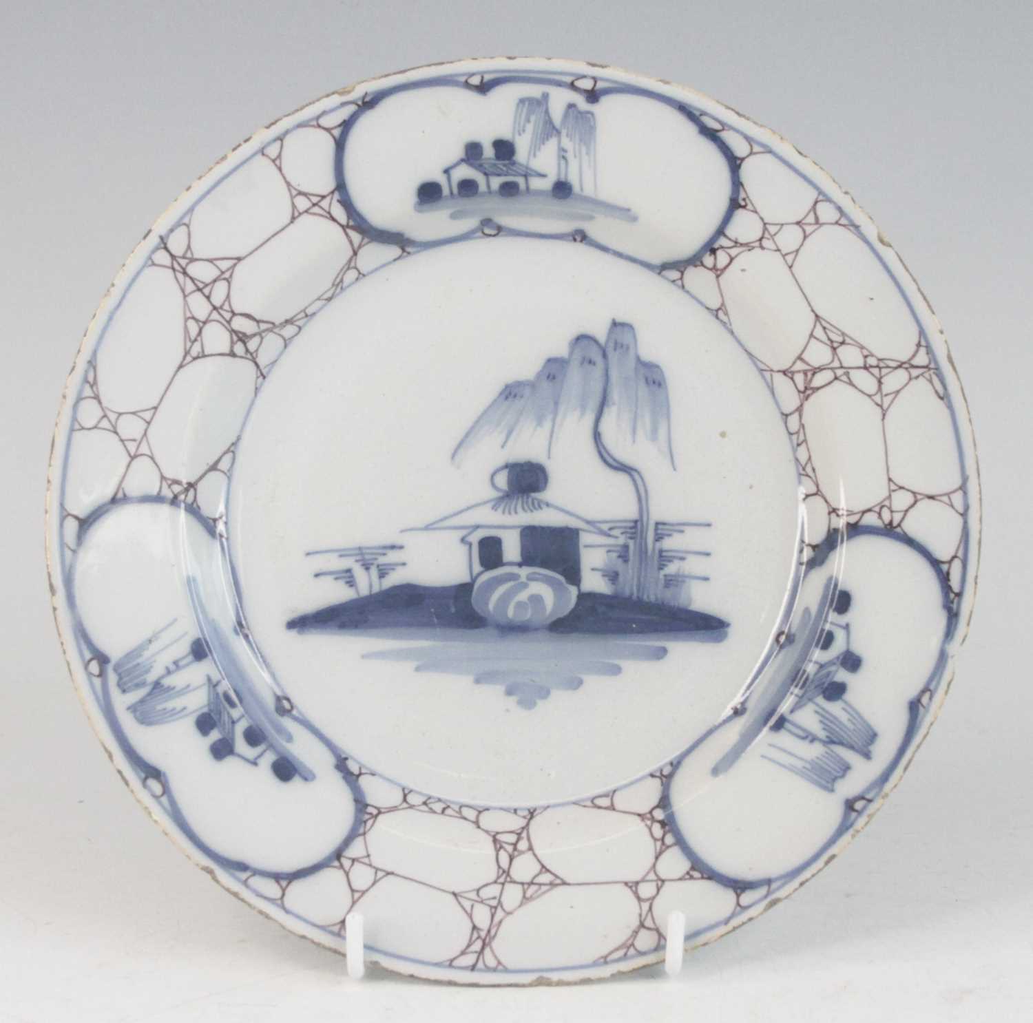 Lot 2027 - A Bristol Delftware plate, Temple Back, circa...