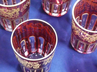Lot 2056 - A set of twelve Saint Louis overlaid Rabat tea...
