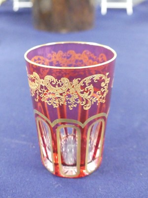 Lot 2056 - A set of twelve Saint Louis overlaid Rabat tea...