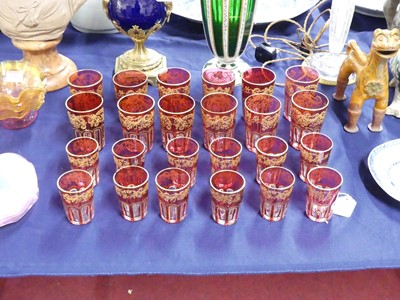 Lot 2056 - A set of twelve Saint Louis overlaid Rabat tea...