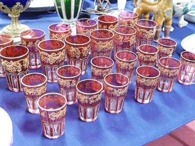 Lot 2056 - A set of twelve Saint Louis overlaid Rabat tea...