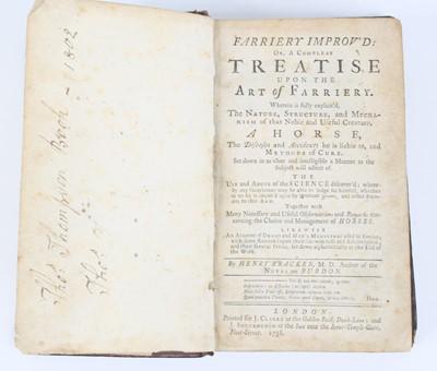 Lot 1002 - Bracken, Henry: Farriery Improv'd: Or, A...