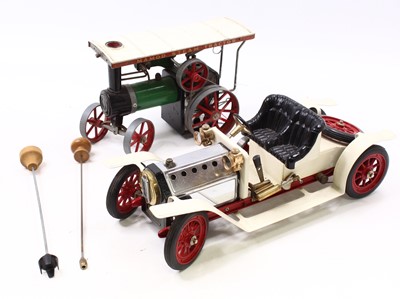 Lot 31 - Mamod SR1 steam roadster comprising white and...