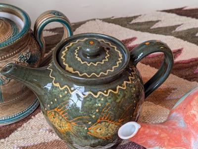 Lot 1016 - A collection of studio pottery teapots, to...