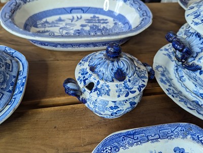 Lot 1010 - A collection of Victorian blue and white...