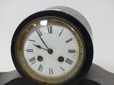 Lot 42 - A Victorian black slate and serpentine mantel...