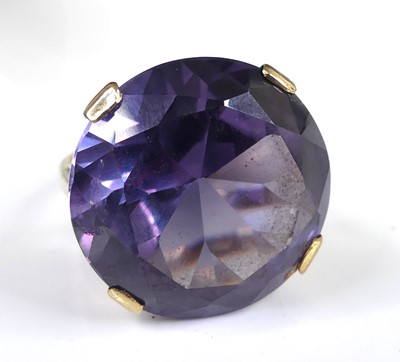 Lot 2824 - A yellow metal mystic topaz single stone ring,...