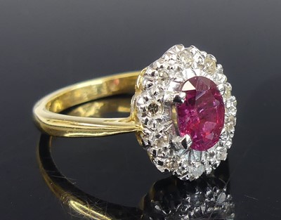Lot 2830 - An 18ct yellow and white gold, ruby and...