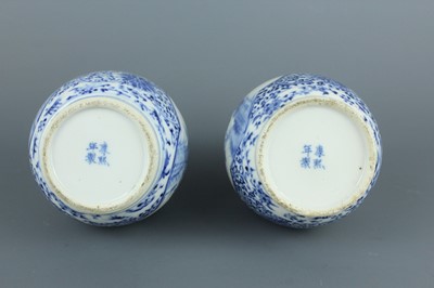 Lot 1 - A pair of Chinese blue and white double gourd...