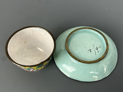 Lot 27 - A set of Chinese yellow ground painted enamel...