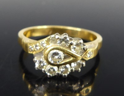 Lot 2837 - A contemporary yellow metal diamond wishbone...