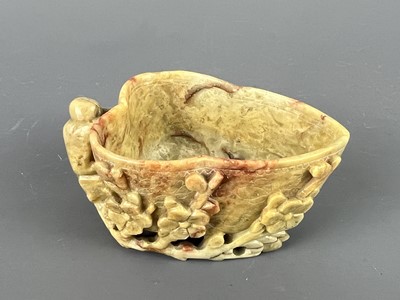 Lot 47 - Two Chinese soapstone carvings of a brush rest...
