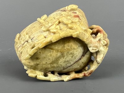 Lot 47 - Two Chinese soapstone carvings of a brush rest...