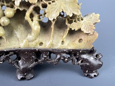 Lot 47 - Two Chinese soapstone carvings of a brush rest...