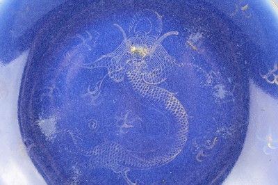 Lot 65 - A pair of Chinese blue ground gilded “dragon”...