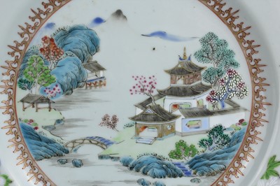 Lot 77 - A pair of Chinese famille rose “landscape”...