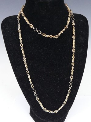 Lot 2843 - A modern 9ct gold fancy link neck chain,...