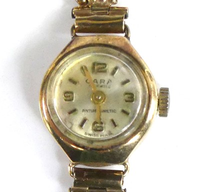 Lot 2847 - A lady's Cara 9ct gold cased bracelet watch,...