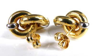 Lot 2857 - A pair of modern 18ct yellow gold ear studs,...