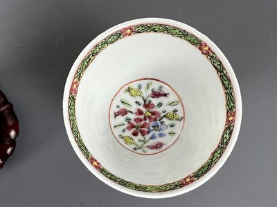 Lot 93 - A pair of Chinese famille rose “flowers” cups,...