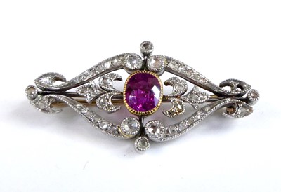 Lot 2894 - A yellow and white metal, pink sapphire and...
