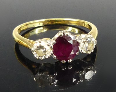 Lot 2903 - An 18ct yellow and white gold, ruby and...