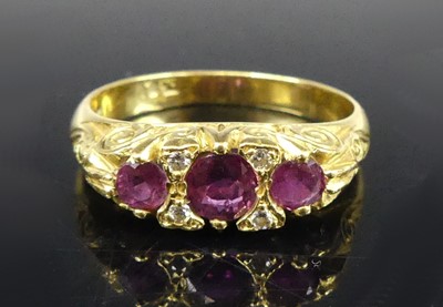 Lot 2907 - An Edwardian style ruby and diamond ring, the...