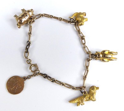 Lot 2910 - A child's 9ct gold bracelet, containing...