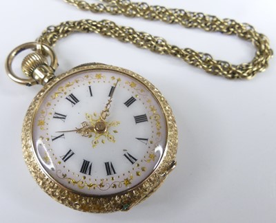 Lot 2913 - A continental lady's 18ct gold cased open face...
