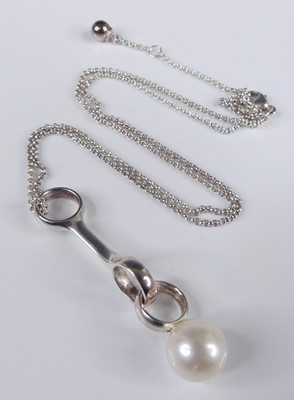 Lot 2926 - Georg Jensen silver and cultured pearl pendant,...