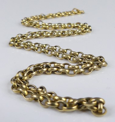 Lot 2932 - A modern 9ct gold belcher link guard chain,...