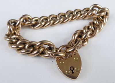 Lot 2938 - A 9ct hollow gold curb link bracelet with...