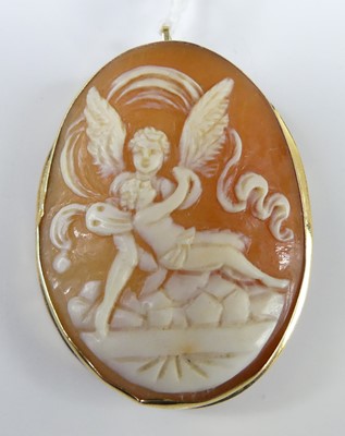 Lot 2941 - A continental carved shell cameo brooch...