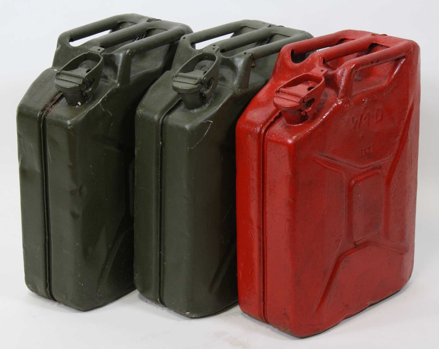 Lot 672 - A WW II green painted jerry can impressed WD...