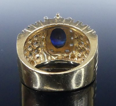 Lot 2621 - A yellow and white metal, sapphire and diamond...