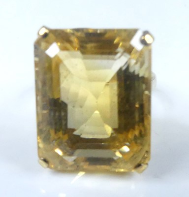 Lot 2623 - A yellow metal citrine set dress ring,...
