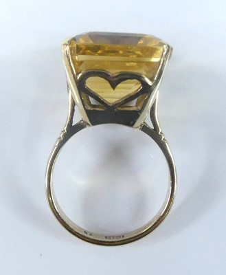 Lot 2623 - A yellow metal citrine set dress ring,...