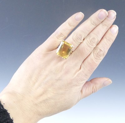 Lot 2623 - A yellow metal citrine set dress ring,...
