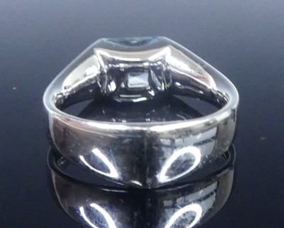 Lot 2624 - A white metal blue topaz single stone ring,...