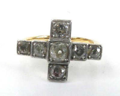Lot 2629 - A yellow and white metal diamond half eternity...