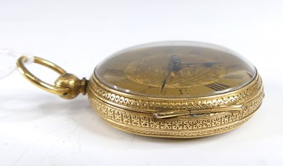 Lot 2634 - A gent's 18ct gold cased open face pocket...