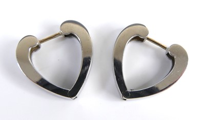 Lot 2614 - A pair of contemporary 9ct white gold earrings,...